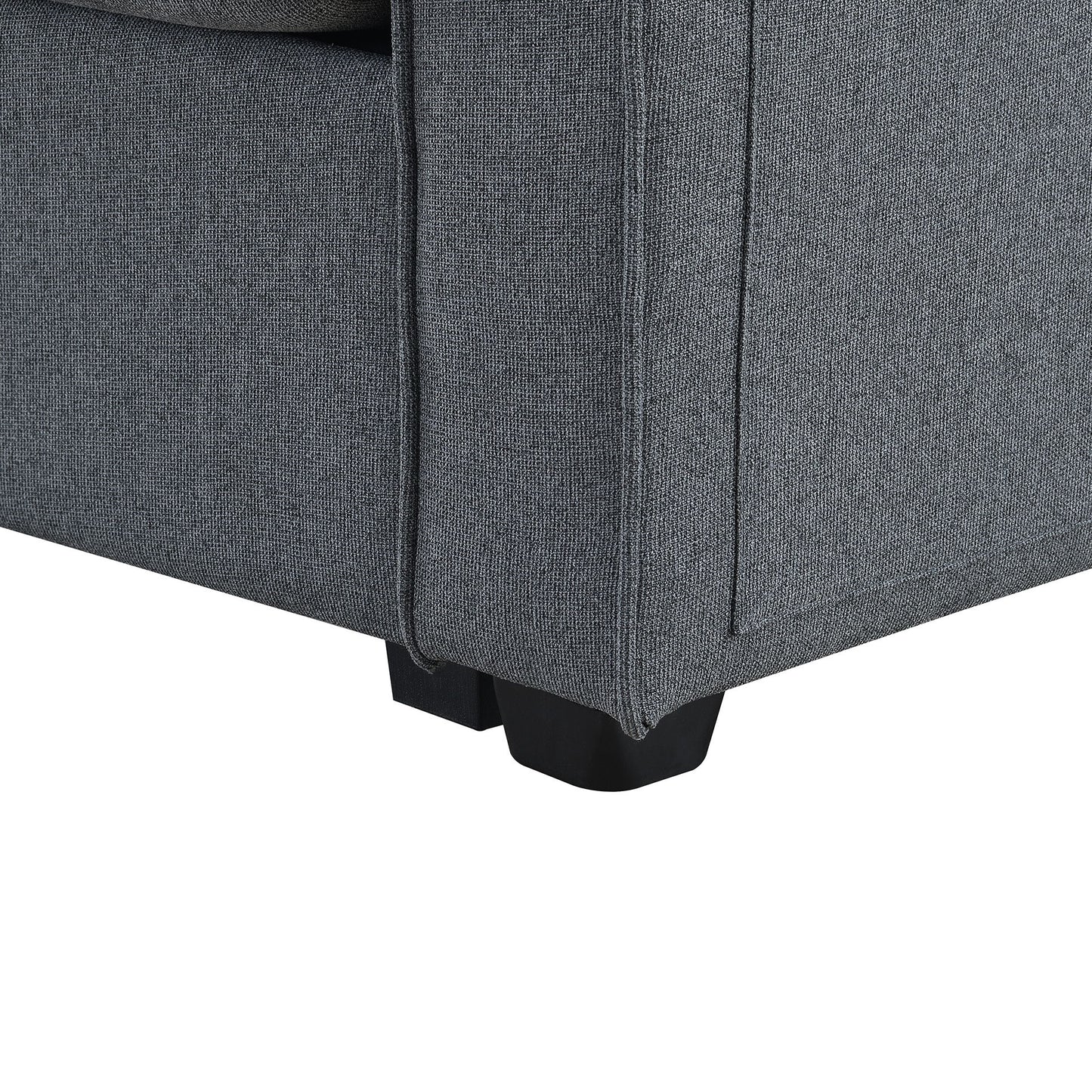 4 Seater Modern Linen Sofa With Armrest Pockets And 4 Pillows, Minimalist Style Couch - Dark Gray