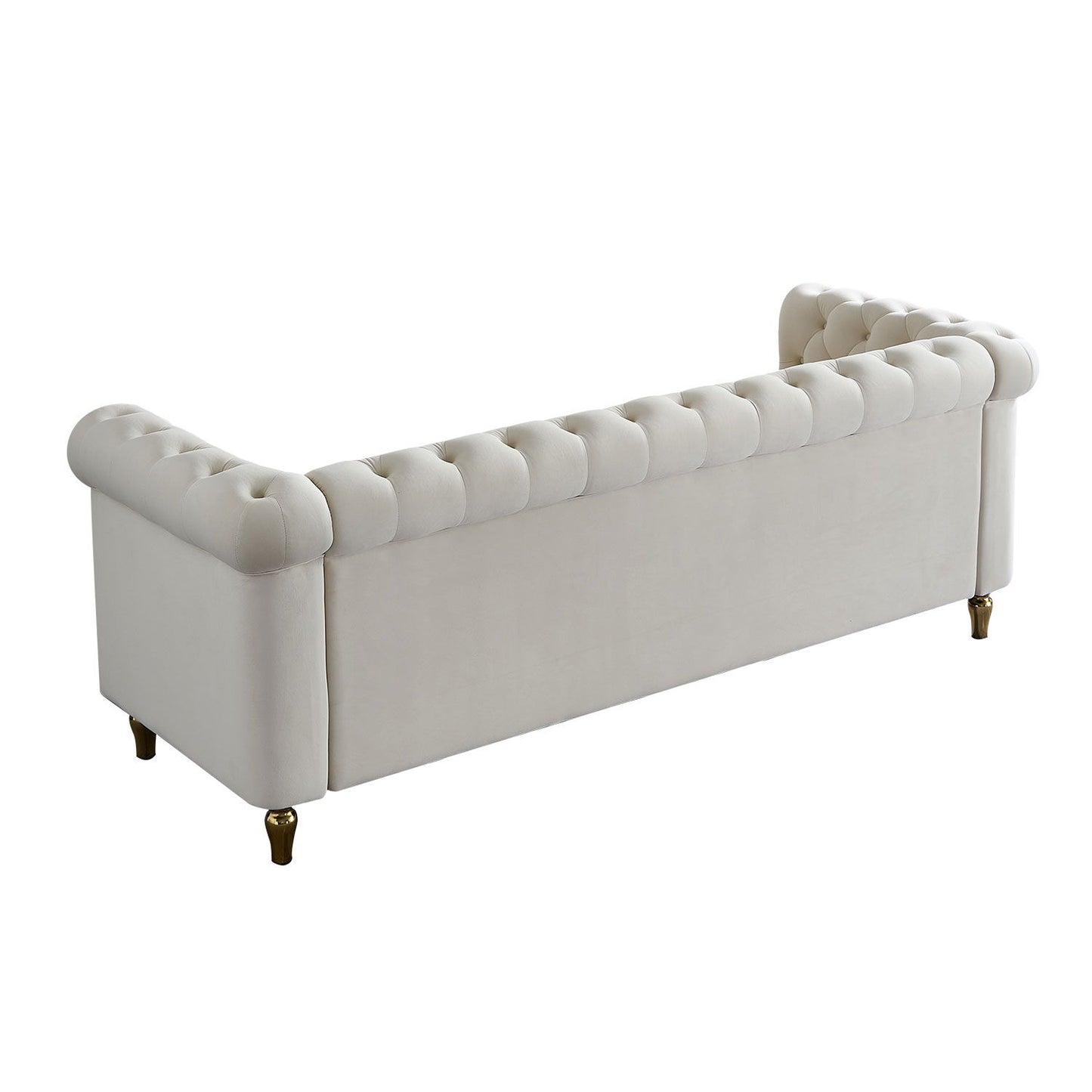 Chesterfield - Velvet Sofa 84.65" For Living Room - Beige