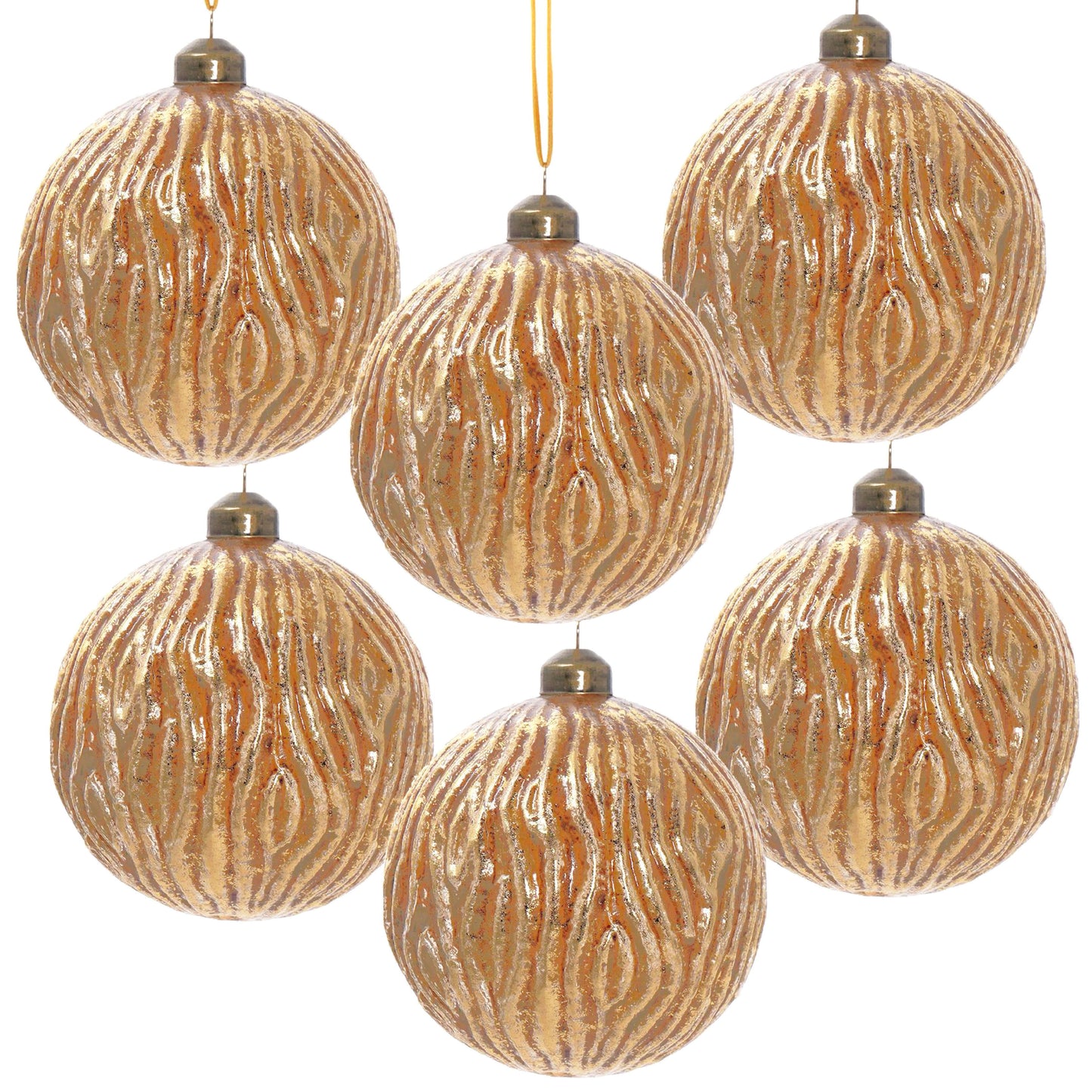 Christmas Ball Ornaments, Glass Decorative Hanging Ball Christmas Tree Ornaments For Holiday Party Decorations (Set of 6) - Gold