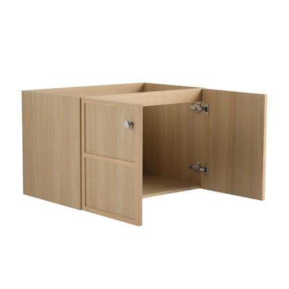 Modern 30" Wall Mounted Bathroom Vanity With Soft Closing Doors, Excluding Sink - Oak