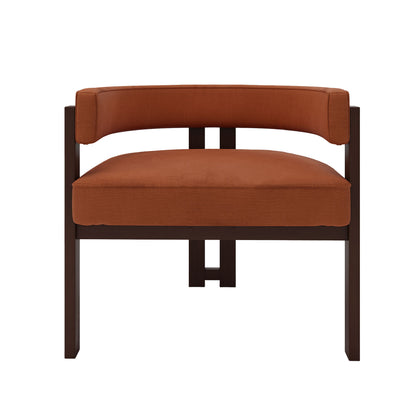 Modern Accent Chair Teddy Upholstered Armchair Open Back 3 Legs Barrel Dining Chair - Orange