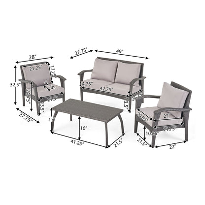 Honolulu - Modern 4 Pieces Wicker Seating Set - Gray