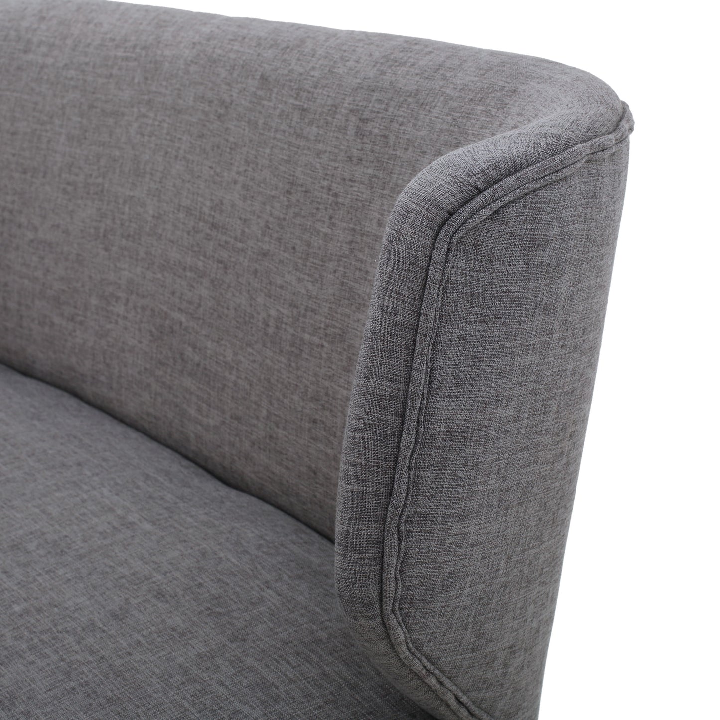 Classic Upholstered Loveseat With Curved Backrest - Gray