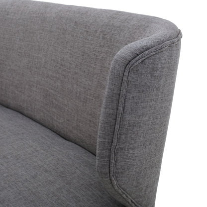 Classic Upholstered Loveseat With Curved Backrest - Gray