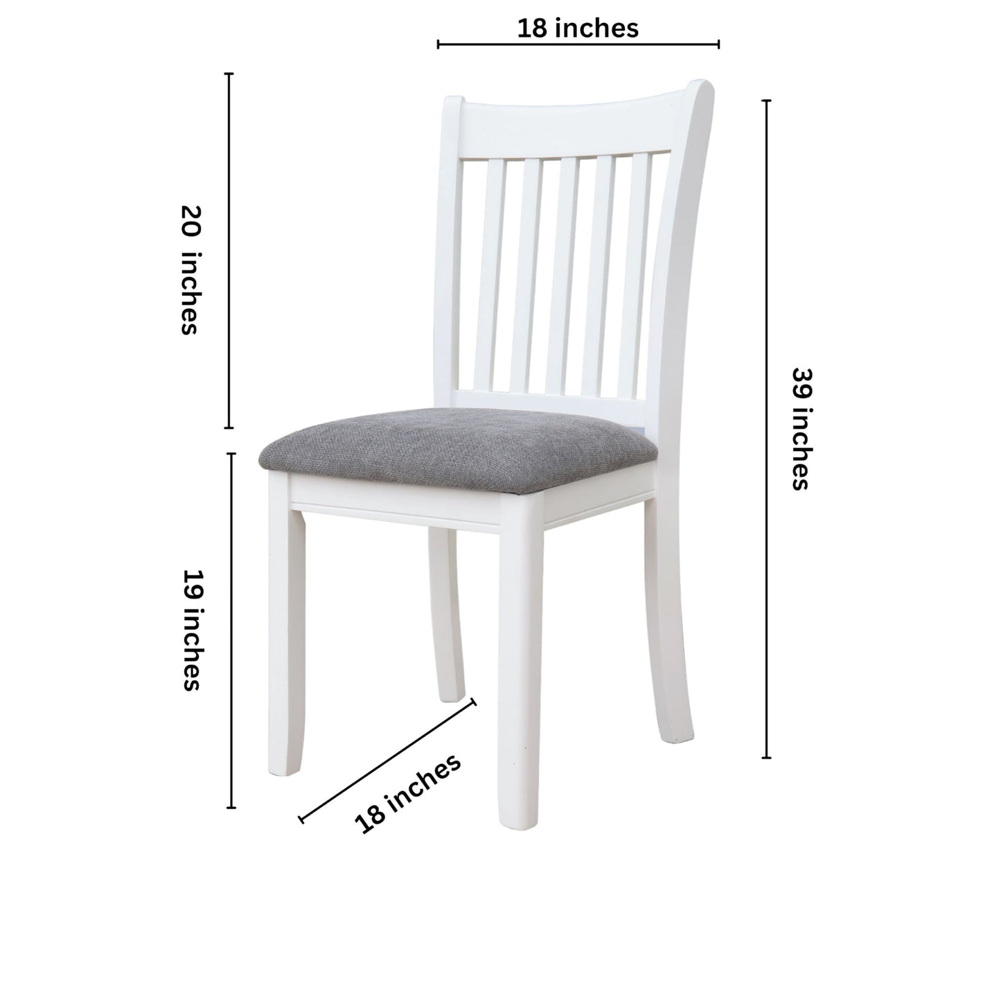 Dining Room Furniture (Set of 2) Chairs With Gray Cushioned Seats And Wooden Back - White - White