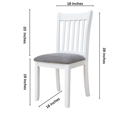 Dining Room Furniture (Set of 2) Chairs With Gray Cushioned Seats And Wooden Back - White - White