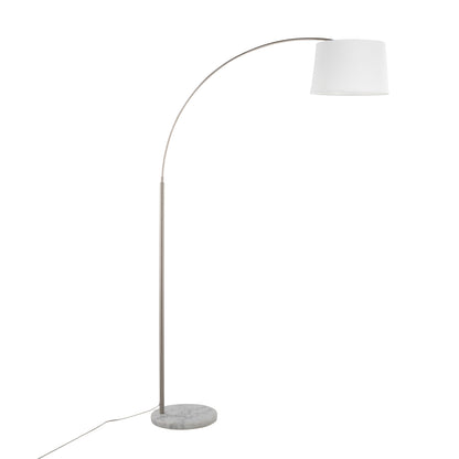 March - Contemporary Floor Lamp - Nickel / White