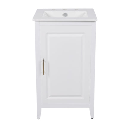 Modern 20.3" Bathroom Vanity With Sink, Functional Drawer, Soft Closing Door - White