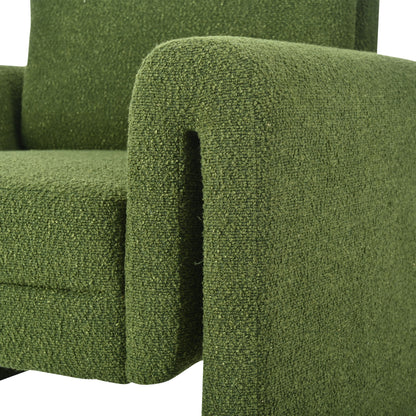 Modern Boucle Upholstered Accent Chair Sturdy Support & Luxurious Comfort Solid, Manufactured Wood - Green