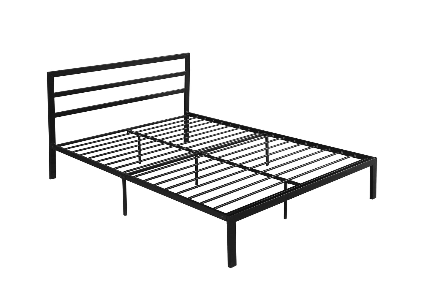 Queen Metal Bed Frame With Headboard - Black