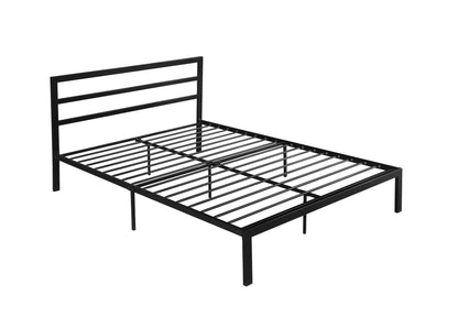 Queen Metal Bed Frame With Headboard - Black