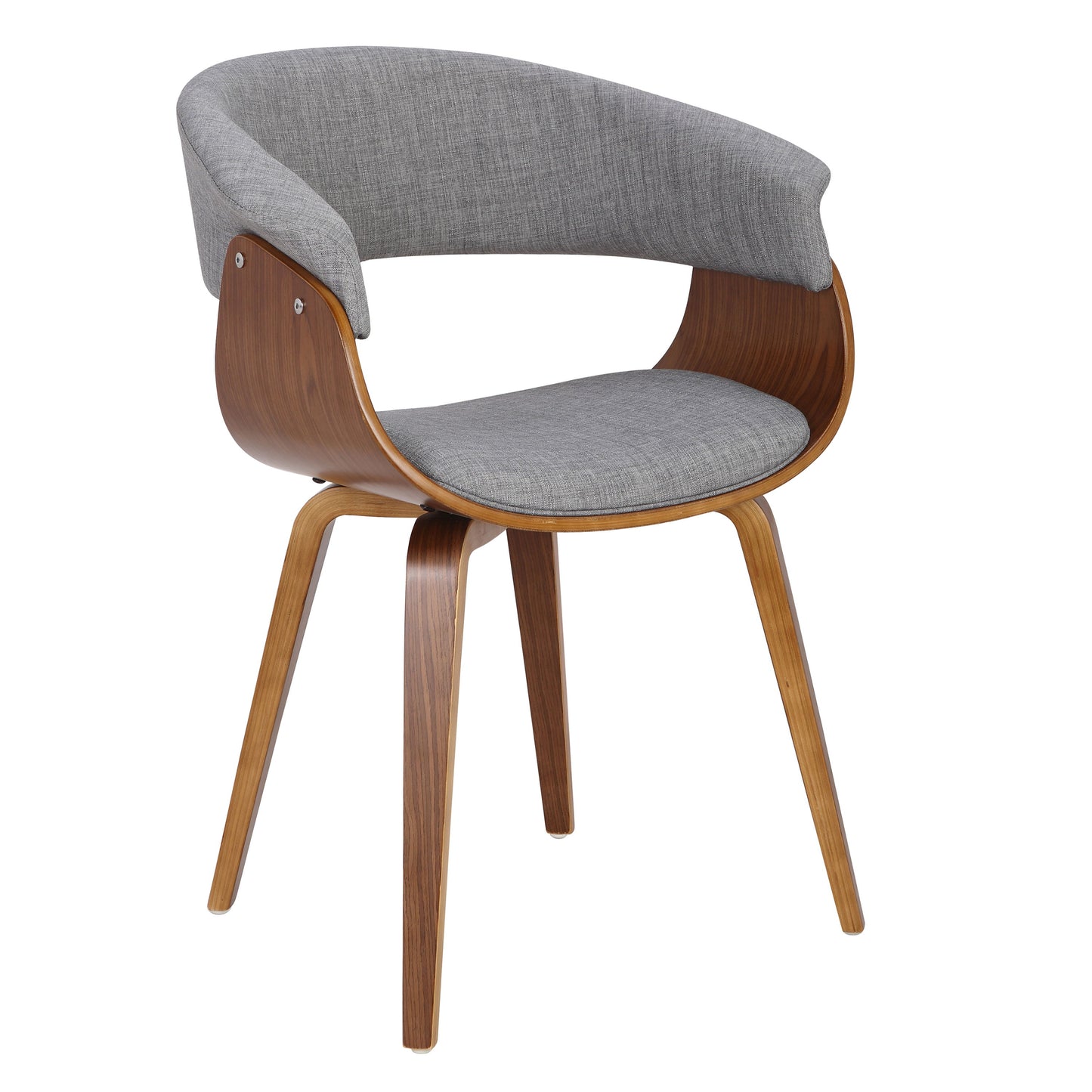 Vintage - Mod Mid-Century Modern Dining Accent Chair (Set of 2) - Walnut / Light Gray