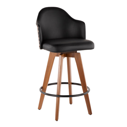Ahoy - Mid-Century Counter Stool - Walnut / Black