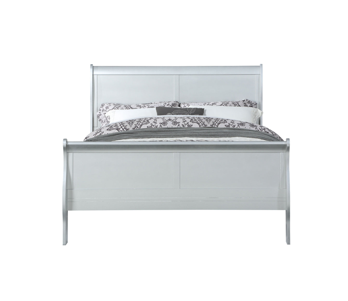 Louis Philippe - 2 Piece Queen Bedroom Set Bed - Silver Gray