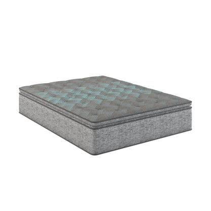 Comfort Care - 12" King Size Hybrid Euro Top Mattress, Plush Comfort - Gray / Blue