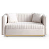Contemporary Vertical Channel Tufted Sofa Loveseat Modern Upholstered Couch For Living Room With 2 Pillows - Beige