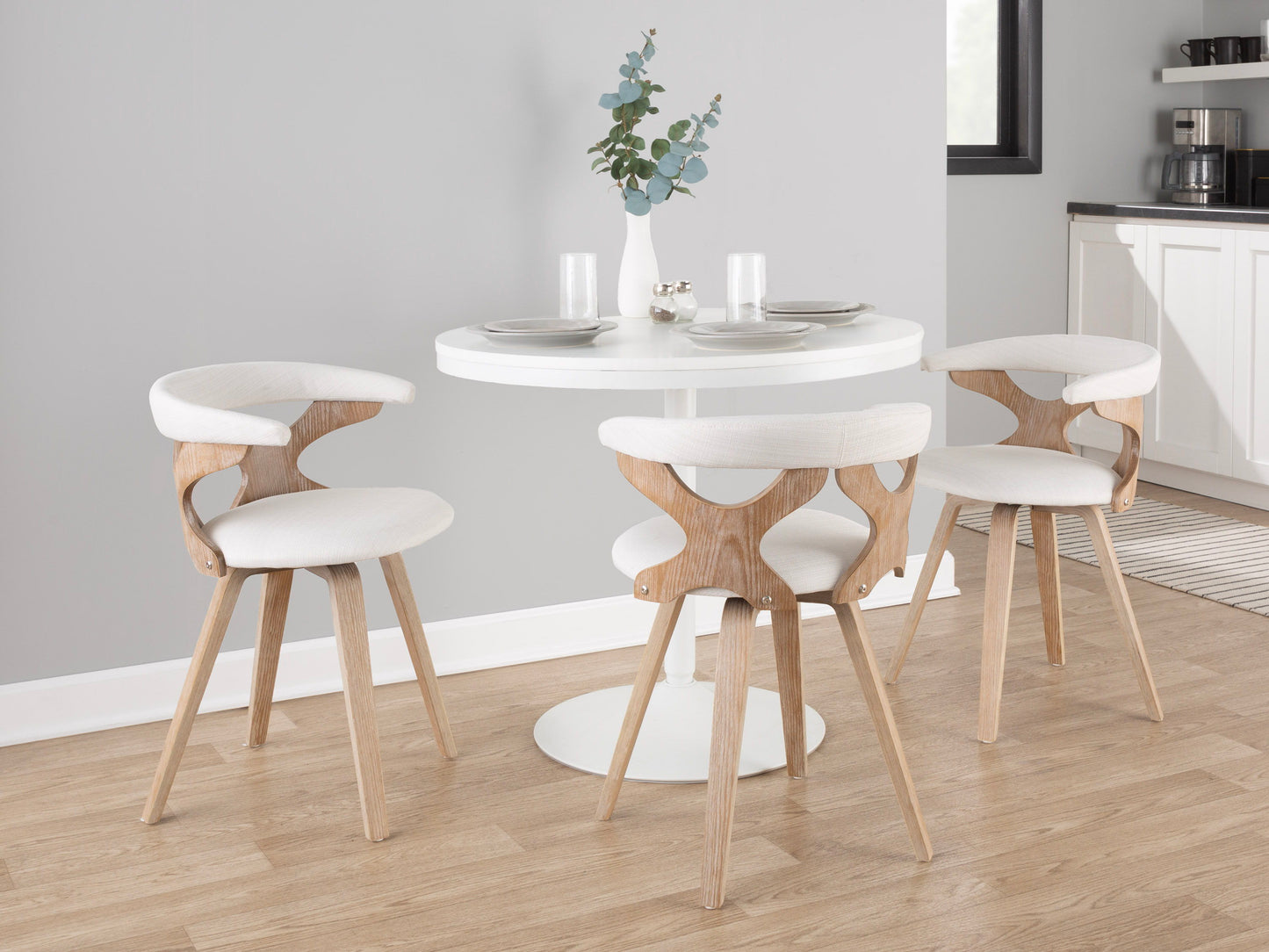 Gardenia - Mid-Century Modern Dining / Chair - White Washed / Cream