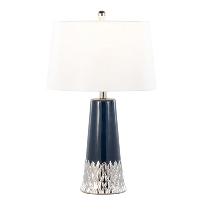 Penelope - Contemporary Table Lamp With Dark Blue / Silver / White