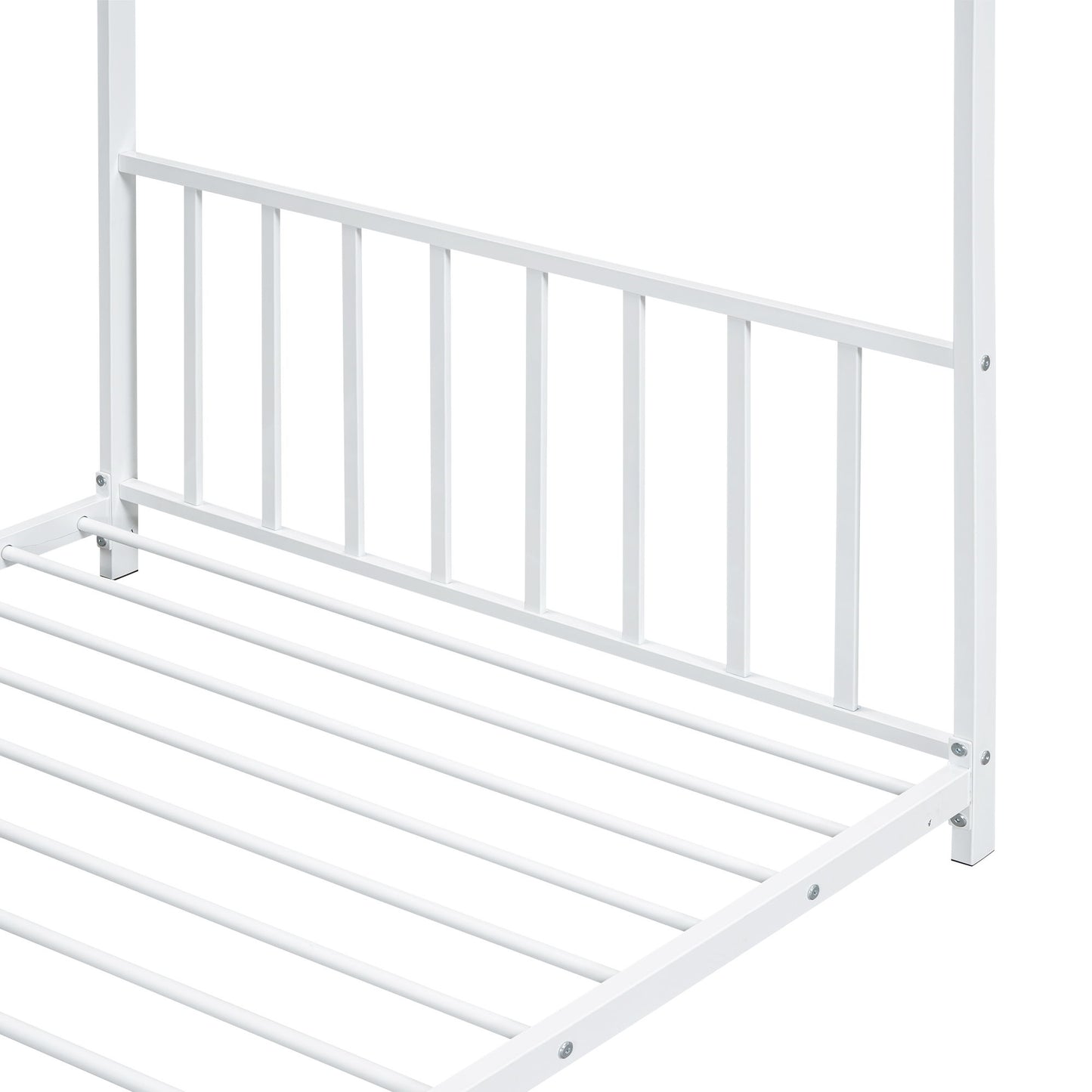 Twin Size Metal House Platform Bed - White