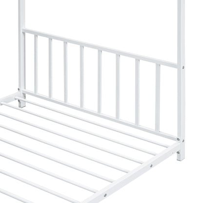 Twin Size Metal House Platform Bed - White