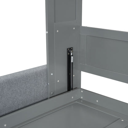 Full Size Murphy Wall Bed With Cushion - Gray