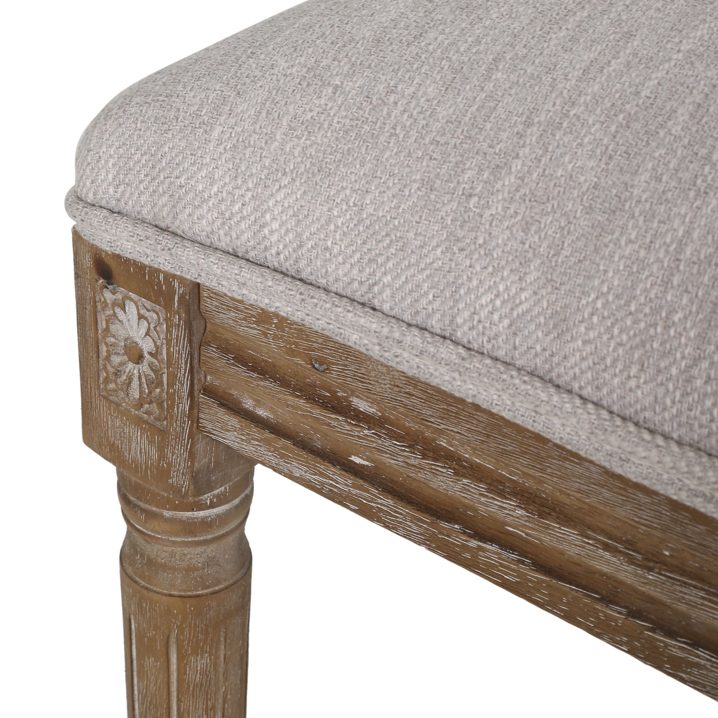 Vintage French Country Dining Chair Set With Cane Backrest, Upholstered Seats - Light Gray