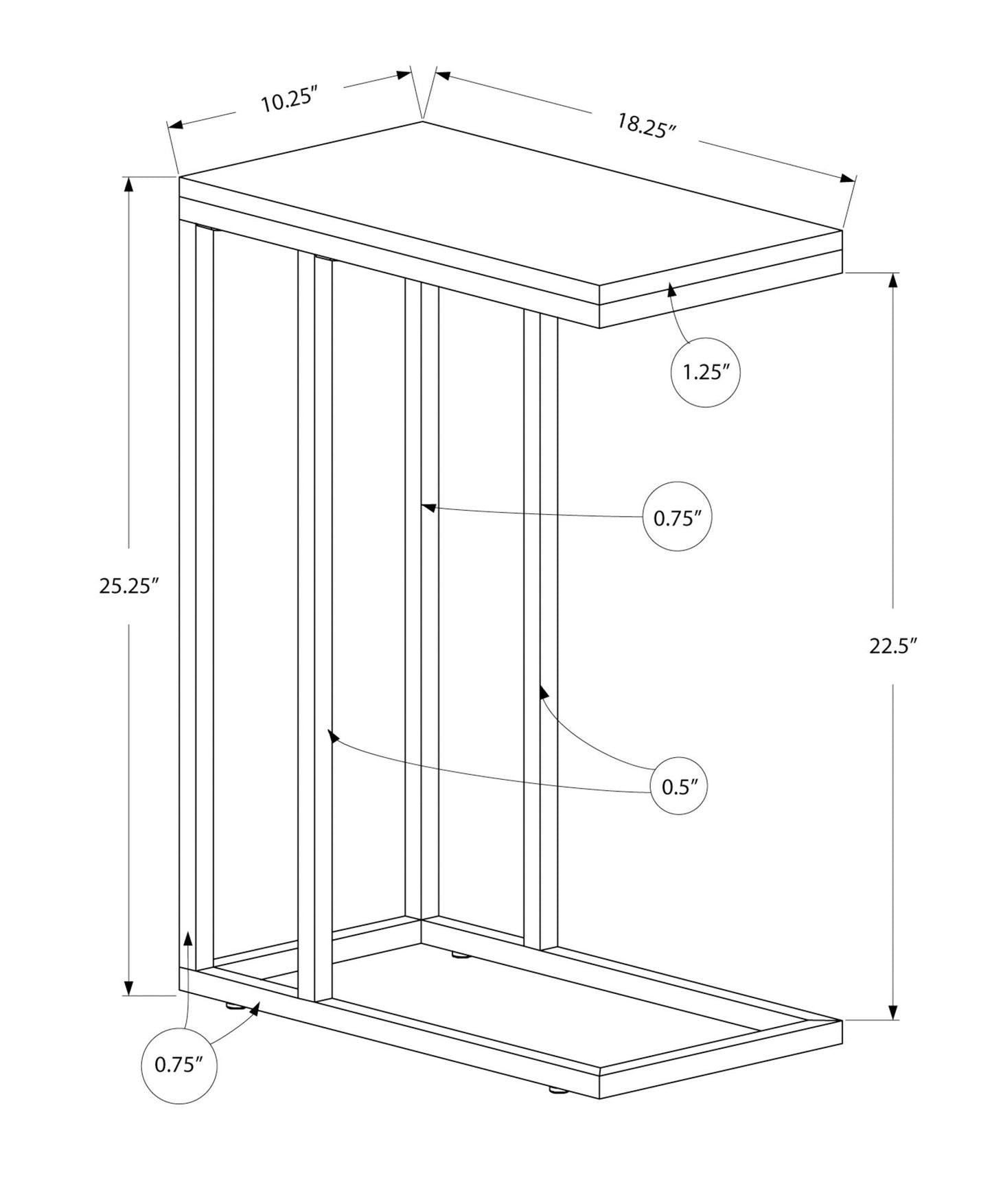 Accent Table, C - Shaped, Contemporary & Modern - Espresso