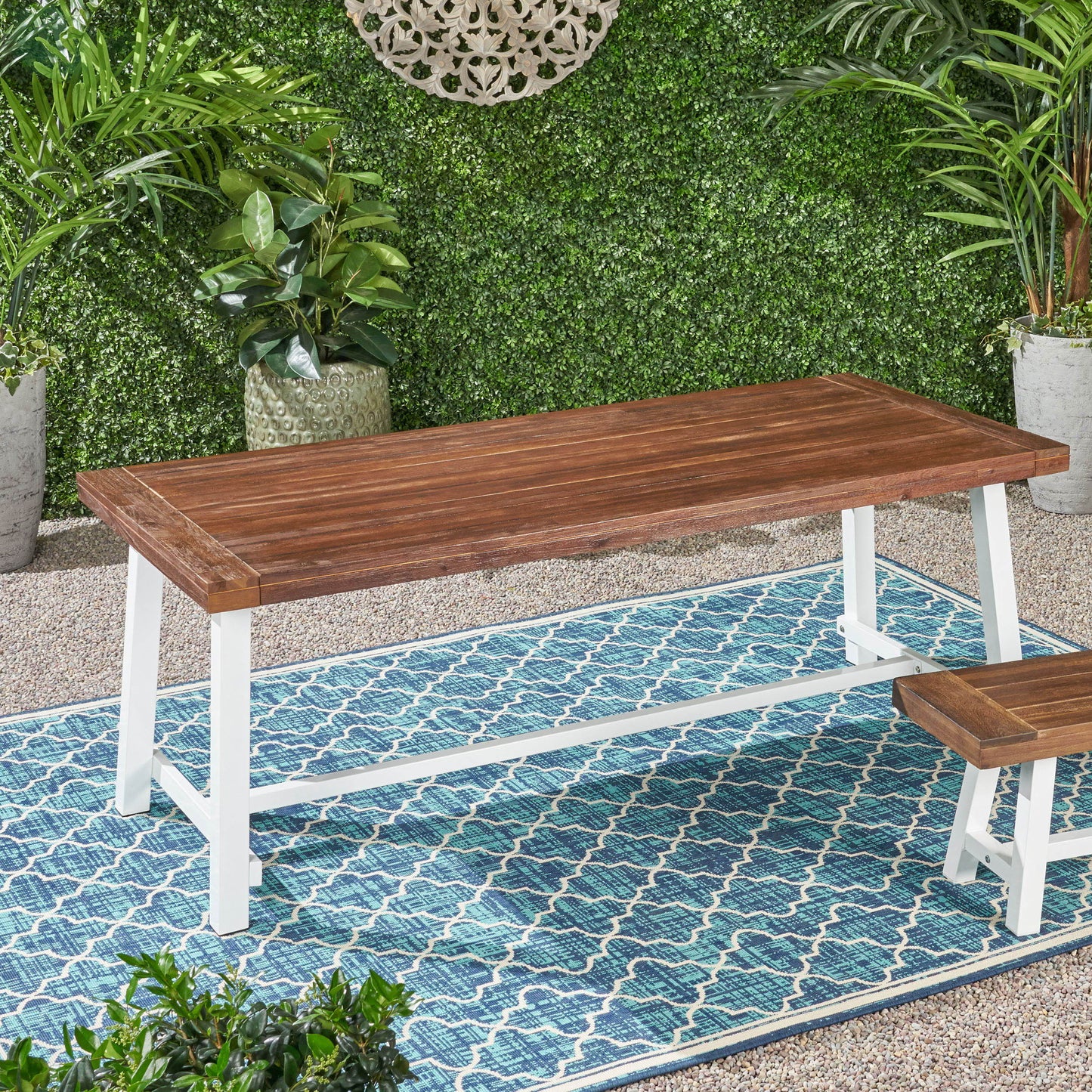 Equilibrium - Outdoor Dining Table With Slat Top - Dark Brown