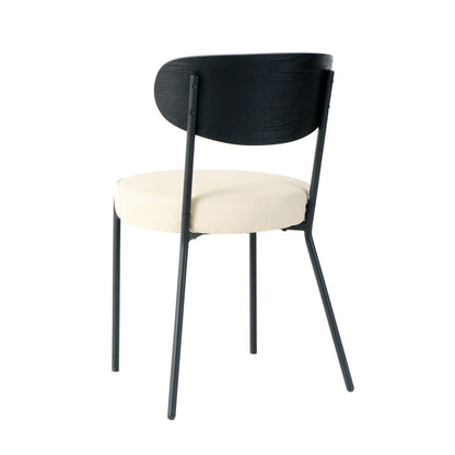 Modern Bentwood Dining Chair, Metal Legs, Ash Veneer Back, (Set of 2) - Cream