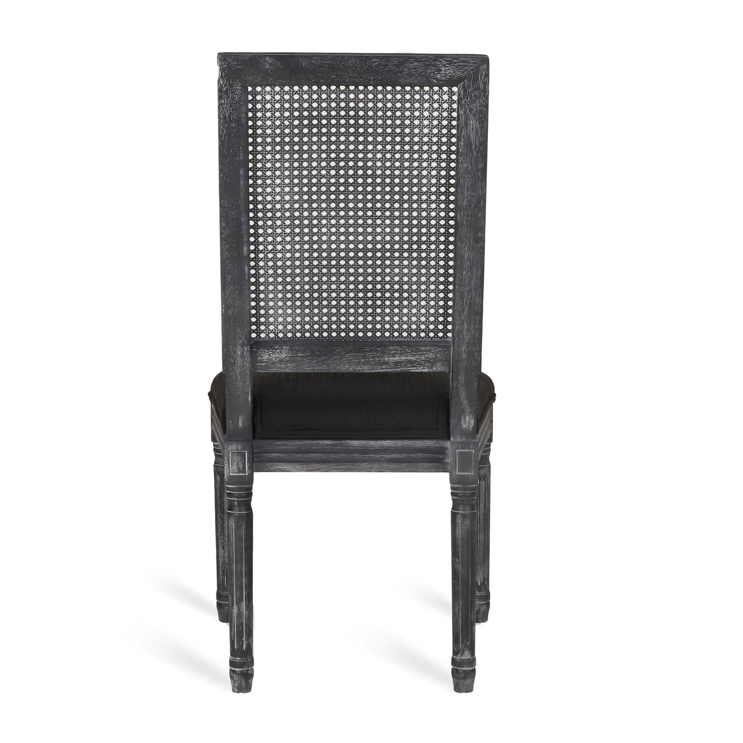French Country Inspired Dining Chair Set With Cane Backrest - Distressed Light Brown