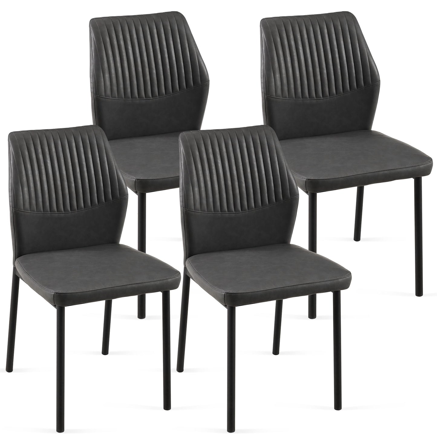 Dining Chairs Living Room Chair Modern Kitchen Armless Side Chair With Metal Legs (Set of 4) - Dark Gray
