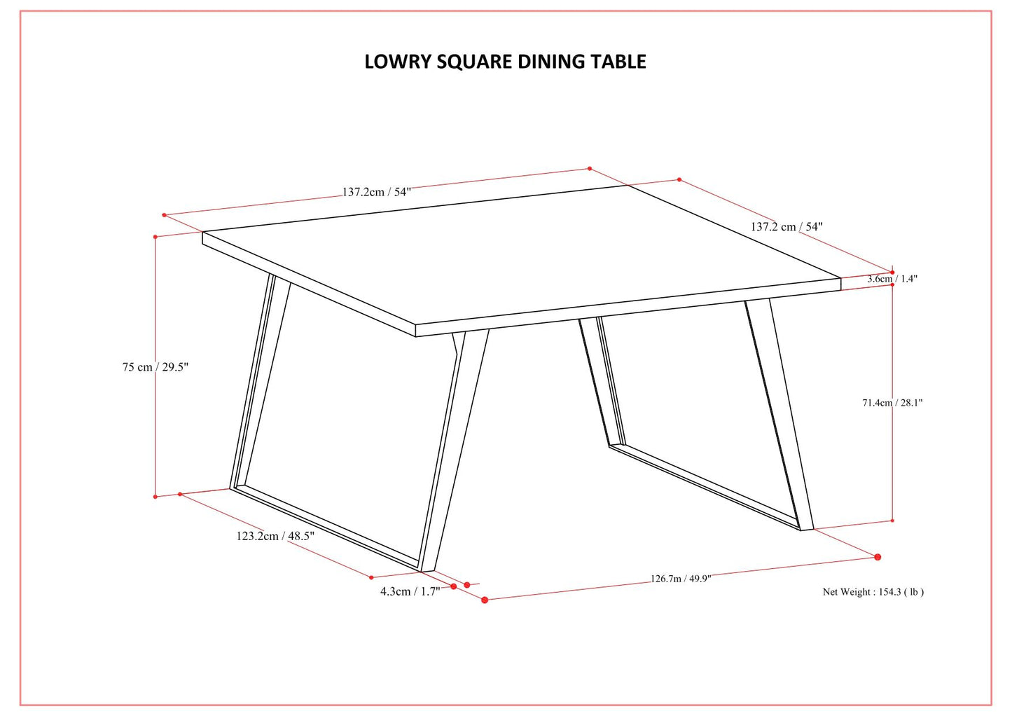 Lowry - Square Dining Table - Brown - Wood