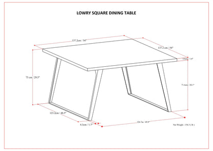 Lowry - Square Dining Table - Brown - Wood