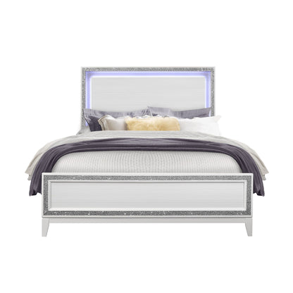 Almera - Queen Bed Glitter - White