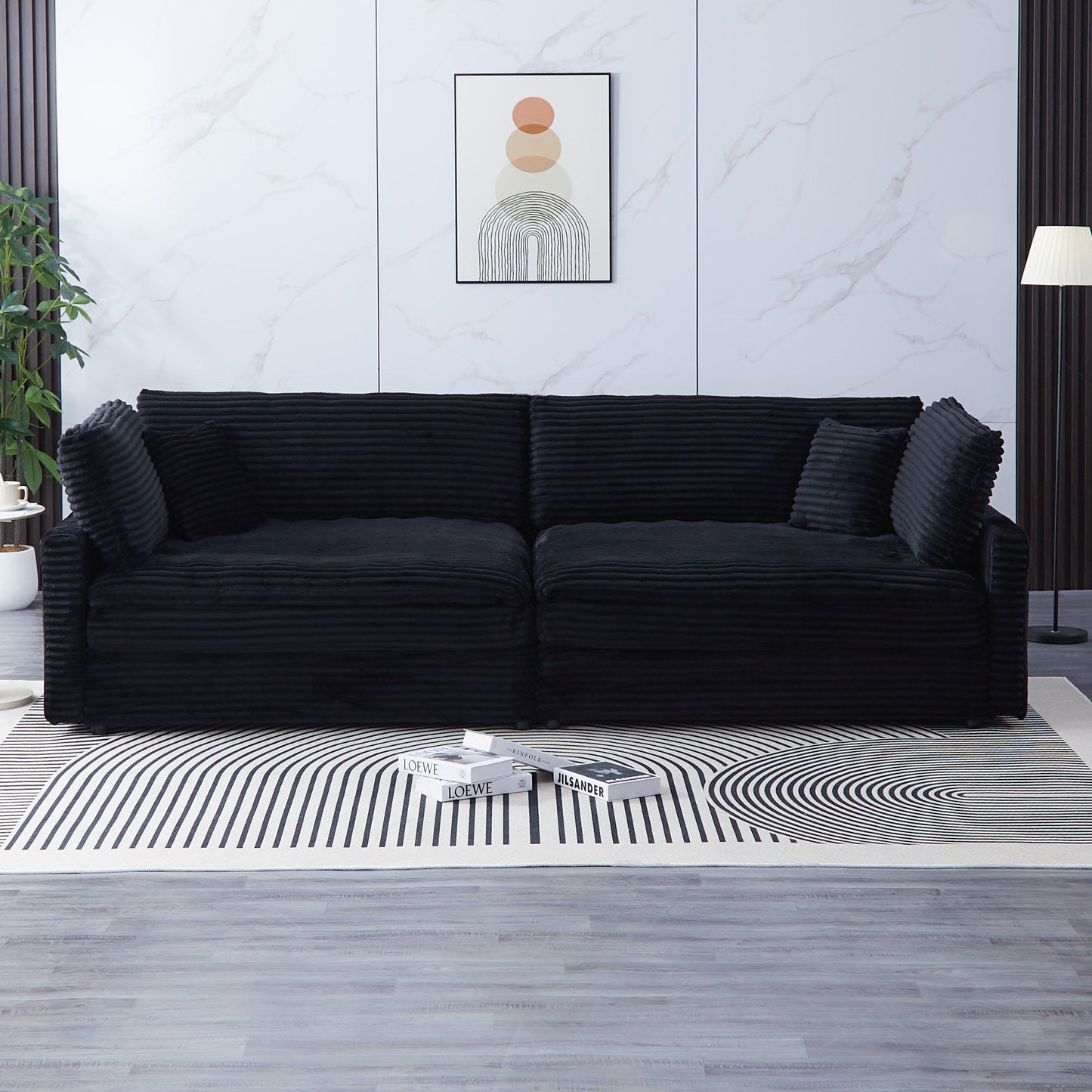 2 Throw Pillows, Four Backrests, Opening Up A New Style For The Living Room's Casual Area - Black