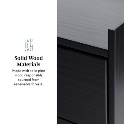 Mid-Century Modern 2 Drawer Nightstand - Black