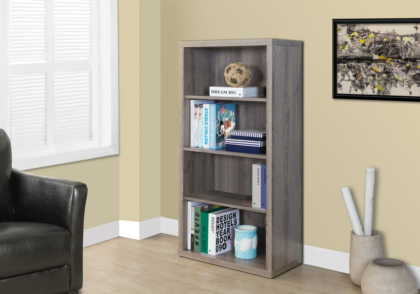 Bookshelf, Bookcase, Etagere, 5 Tier, For Office, Contemporary & Modern - Taupe