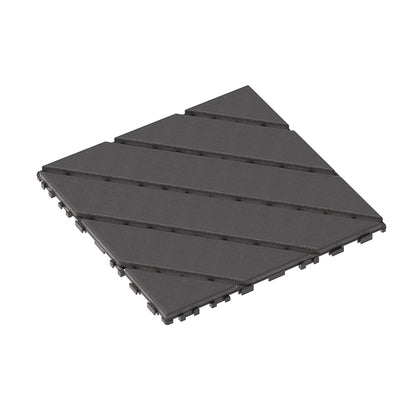 Durable Plastic Interlocking Deck Tiles, 44 Pack, Waterproof Outdoor And Indoor Use, 12" X 12" - Dark Gray