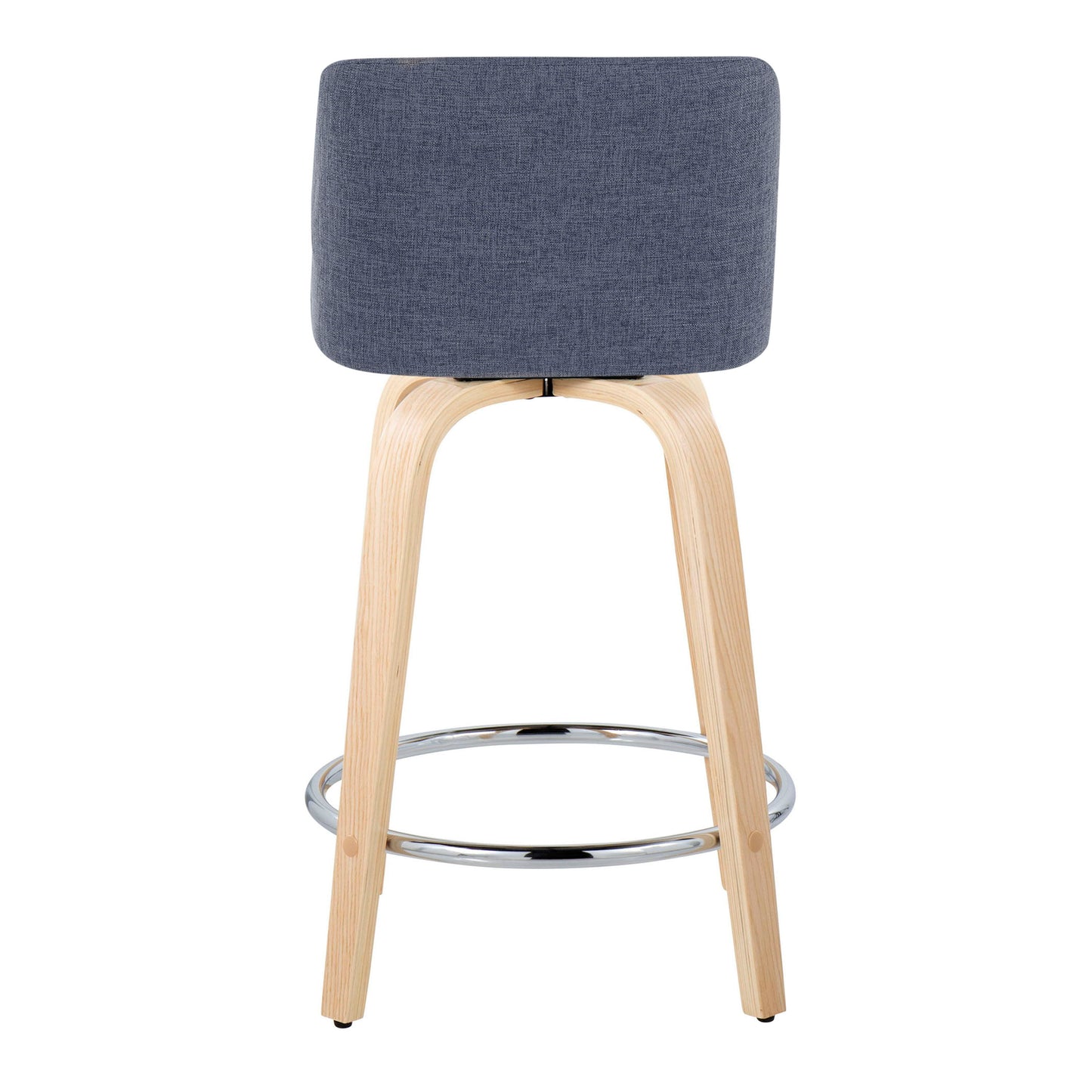 Toriano - Contemporary Fixed Height Counter Stool With Swivel With Round Footrest (Set of 2) - Natural / Blue