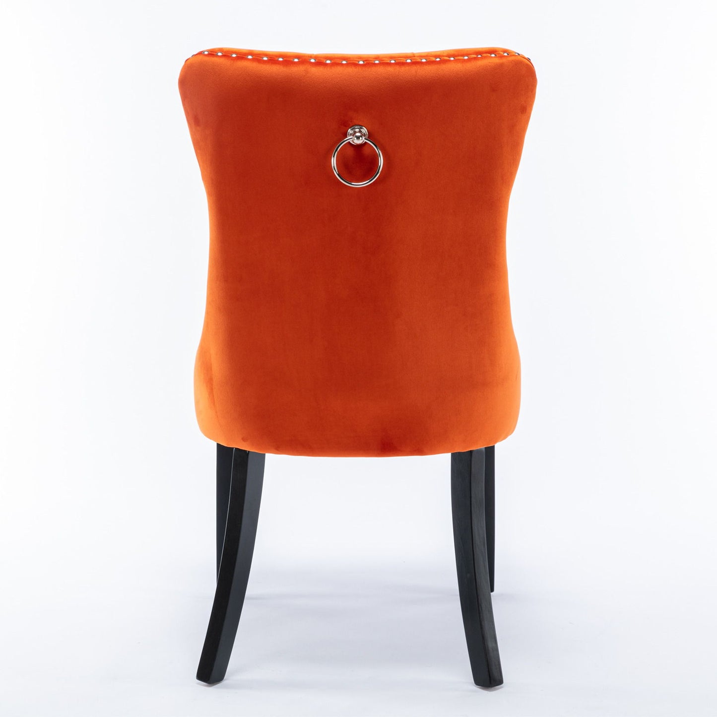 Nikki - Modern, High-End Tufted Solid Wood Contemporary Velvet Upholstered Dining Chair With Wood Legs Nailhead Trim (Set of 2) - Orange