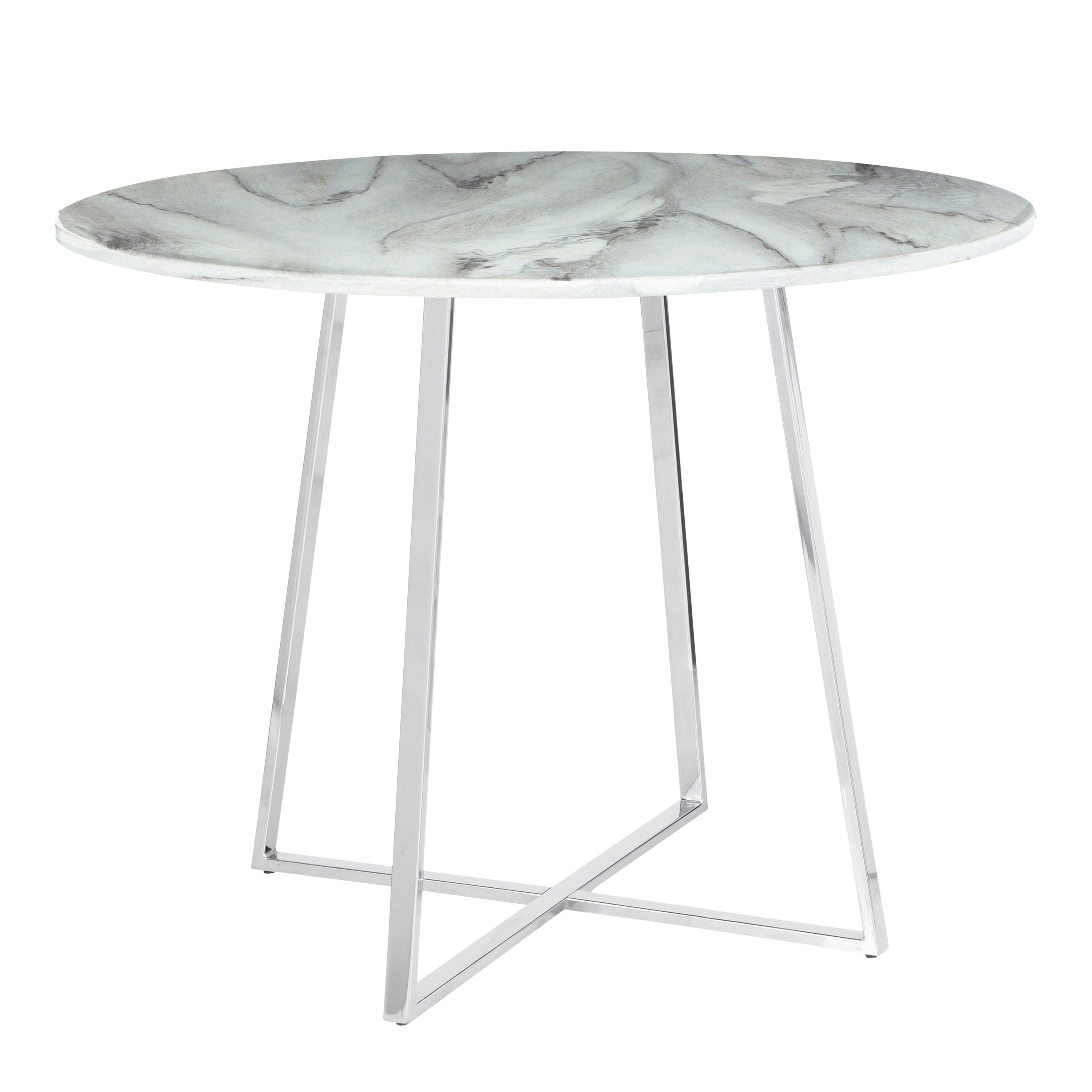 Cosmo - Contemporary / Glam Dining Table - Chrome / White