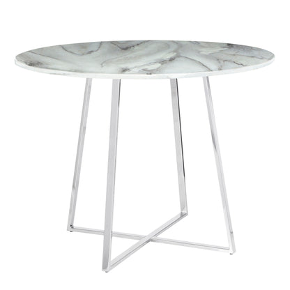 Cosmo - Contemporary / Glam Dining Table - Chrome / White