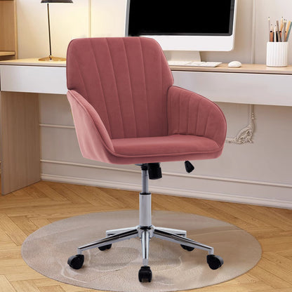 Adjustable Office Chair Ergonomic Swivel Chair - Rose Red