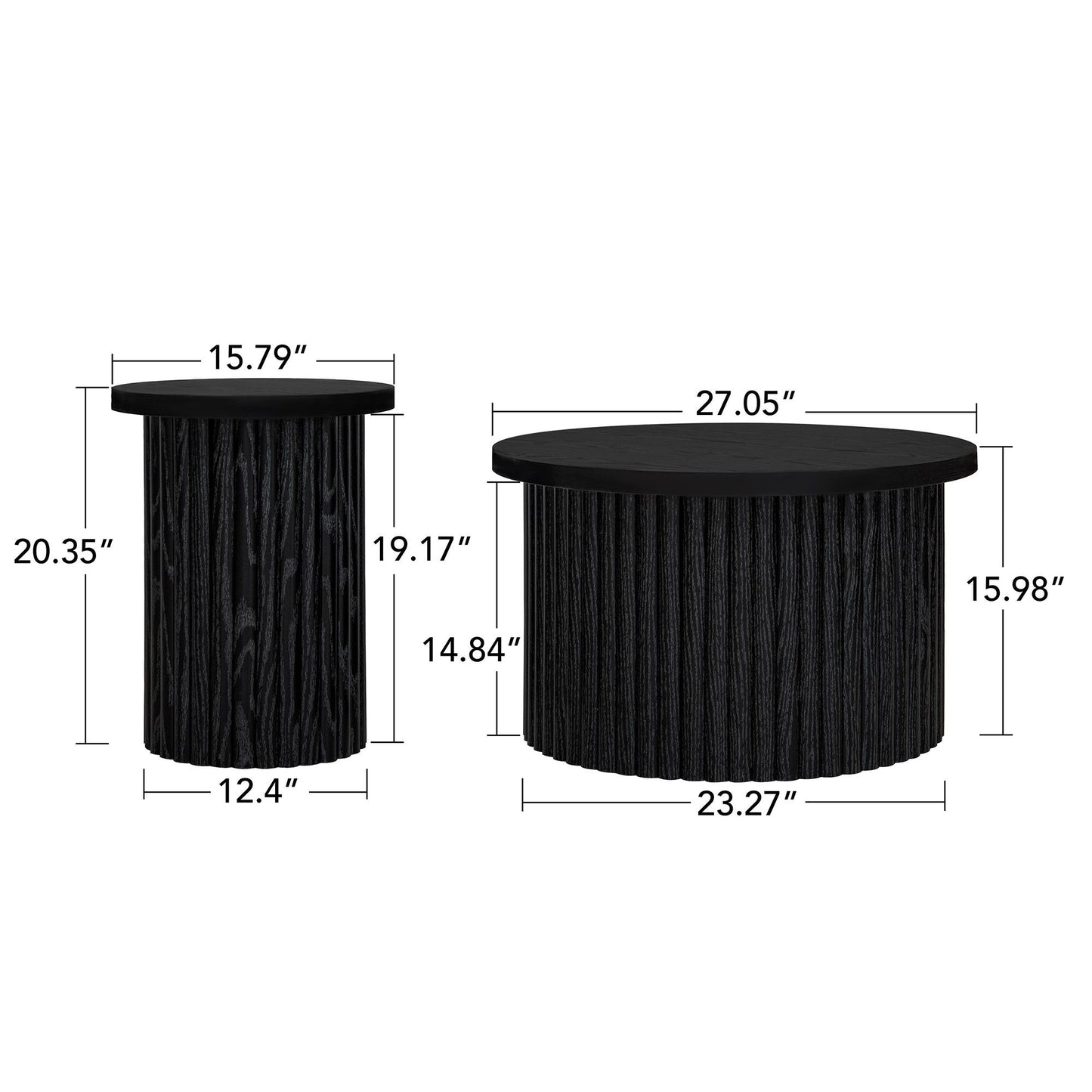 Coffee Table (Set of 2), Round Coffee Table, Modern Side Tables Accent End Table For Living Room - Black