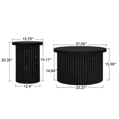 Coffee Table (Set of 2), Round Coffee Table, Modern Side Tables Accent End Table For Living Room - Black