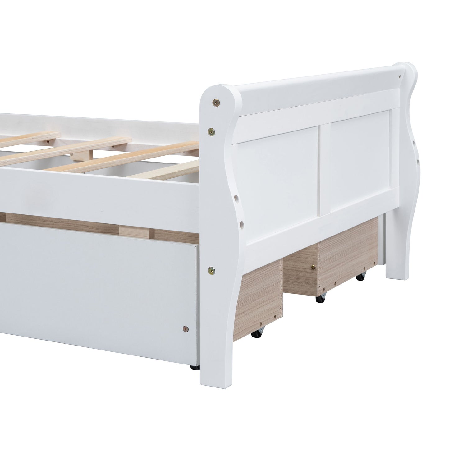 Twin Size Platform Bed With 4 Drawers And Streamlined Headboard & Footboard - White