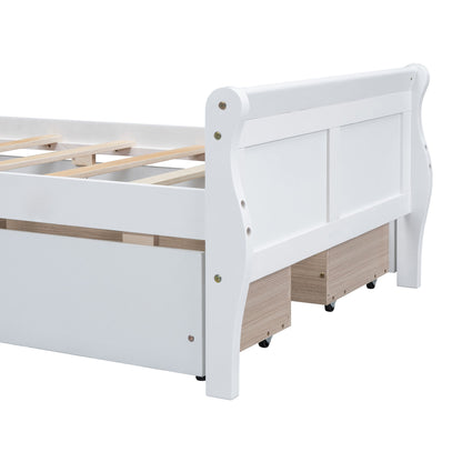 Twin Size Platform Bed With 4 Drawers And Streamlined Headboard & Footboard - White