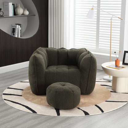 Soft Bean Bag Chair With High Resilient Foam (Chips) - Olive Green
