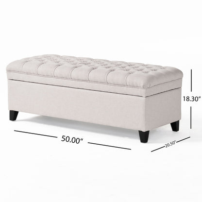 Juliana - Storage Ottoman Fabric - Light Gray