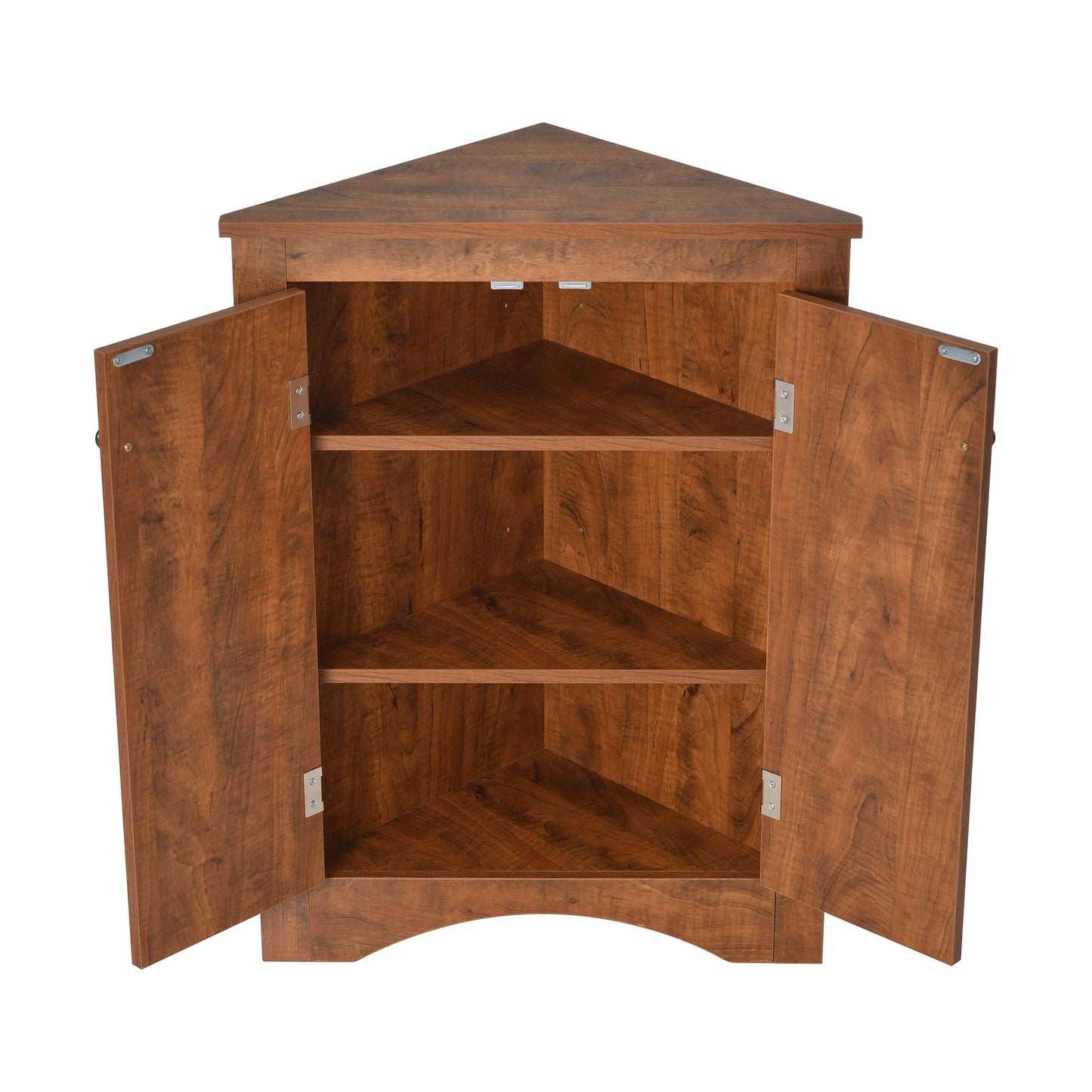 Triangle Bathroom Storage Cabinet With Adjustable Shelves, Freestanding Floor Cabinet For Home Kitchen - Brown